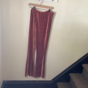High waisted crushed velvet flare pants